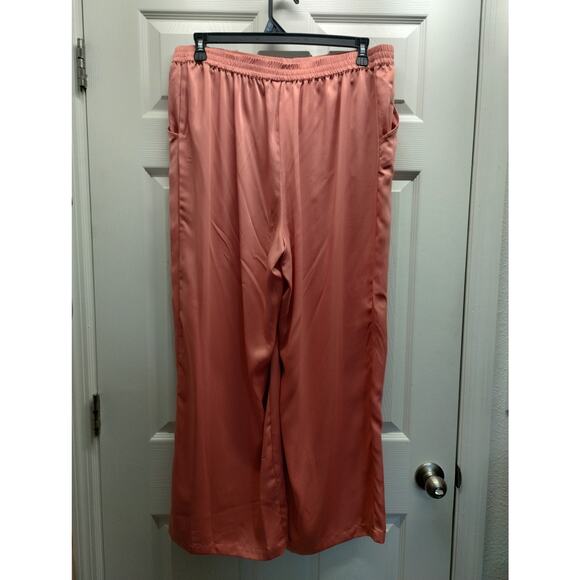 State of Day NWT Size XL Coral Pink Satin Pull-On Elastic Waist Pajama Pants - Picture 2 of 5